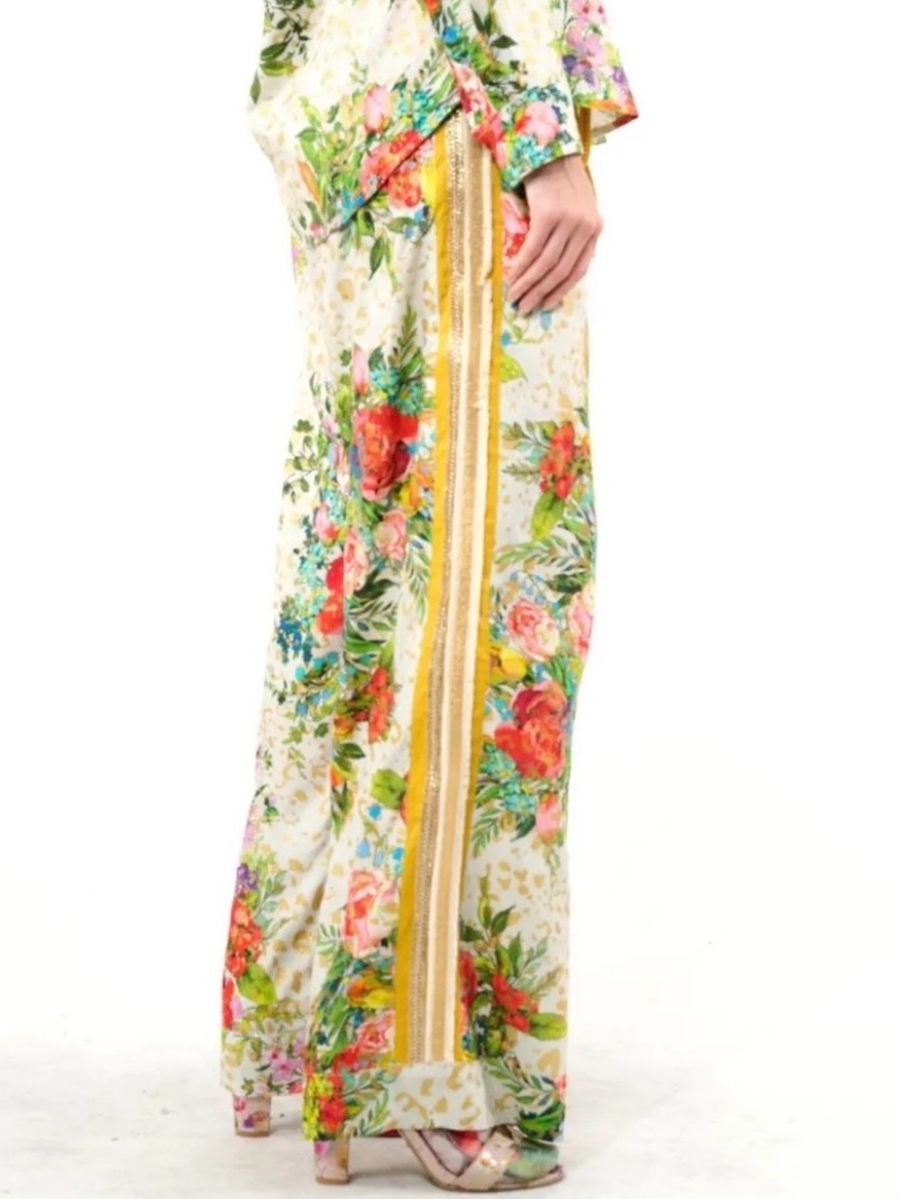 Aratta Harriet Wide-Leg Pants in Cream Floral Combo - Picture 2 of 6